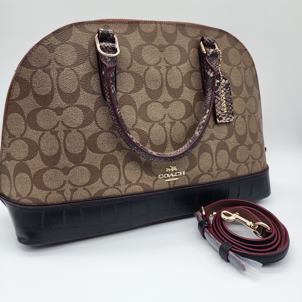 Coach Signature Sierra Exotic Mix Leather Satchel Handbag with FLAW - Picture 6 of 16